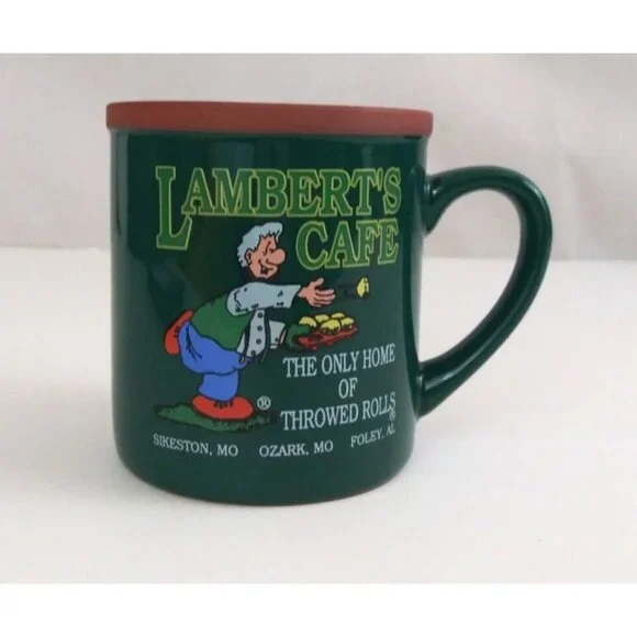 Vintage Lambert's Cafe The Only Home Of Throwed Rolls 3.5" Coffee Cup - Picture 1 of 6